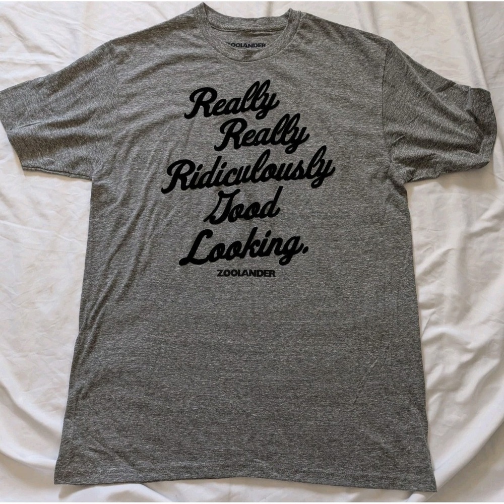 Men's ZOOLANDER T Shirt L Really Ridiculously Good Looking Gray Short Sleeve